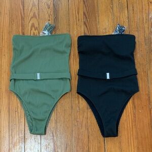 Abercrombie Belted Ribbed One Piece Swimsuits
